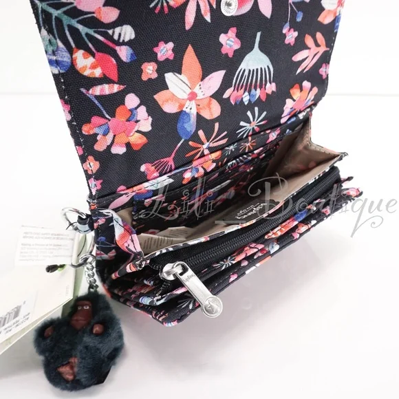 NWT Kipling AC3739 PIXI Snap Medium Trifold Wallet Nylon Festival Blossom Multi - Picture 8 of 13